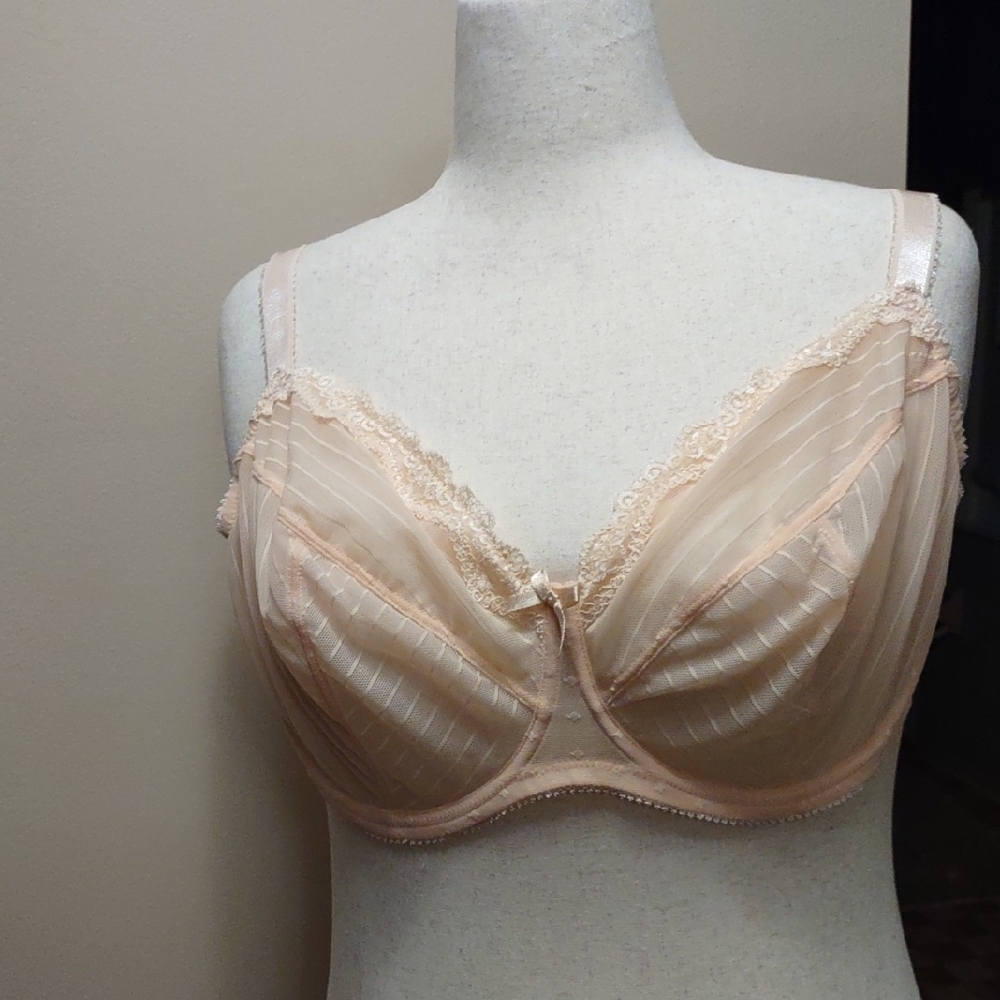Elegant Lace-Trimmed Bra in Soft Pink. 46 DDD